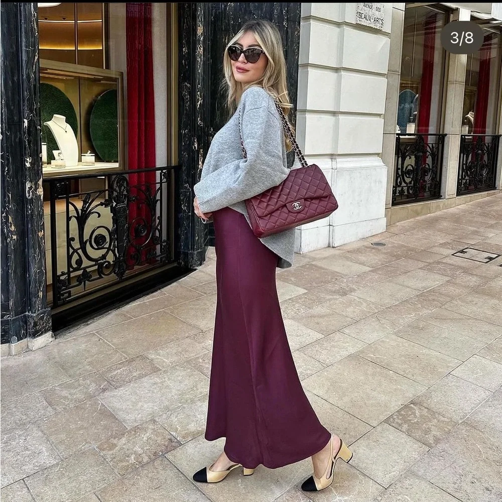 ZARA SATIN EFFECT LONG/ MAXI SKIRT - Picture 3 of 15